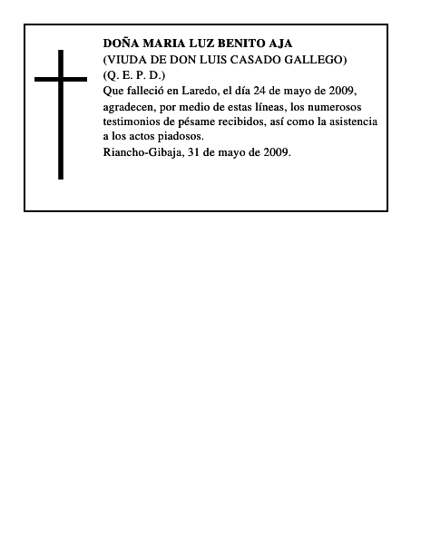 DOÑA MARIA LUZ BENITO AJA