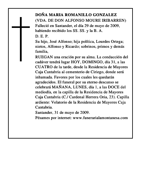DOÑA MARIA ROMANILLO GONZALEZ