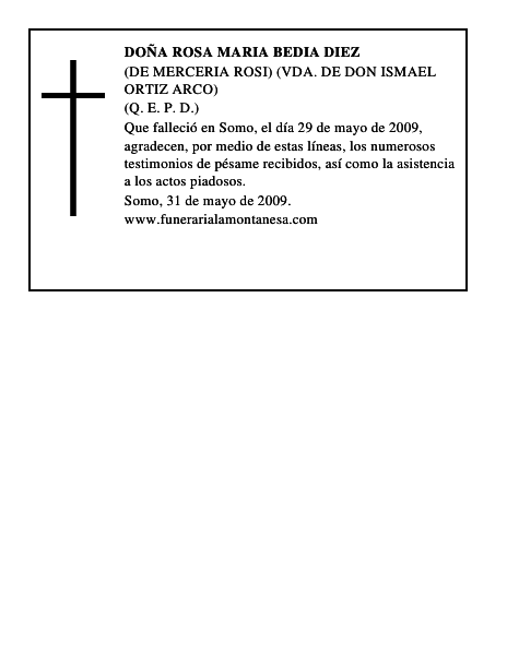 DOÑA ROSA MARIA BEDIA DIEZ
