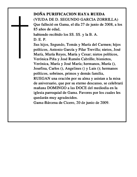 DOÑA PURIFICACION HAYA RUEDA
