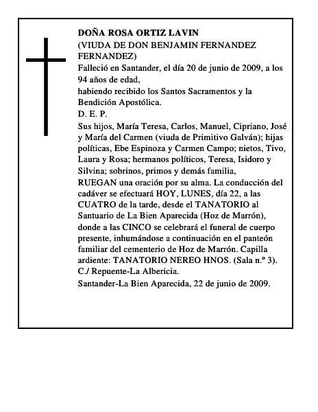 DOÑA ROSA ORTIZ LAVIN