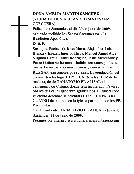 DOÑA AMELIA MARTIN SANCHEZ