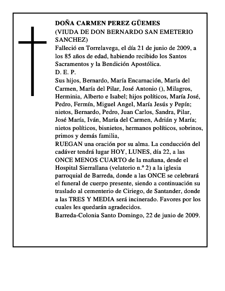 DOÑA CARMEN PEREZ GÜEMES