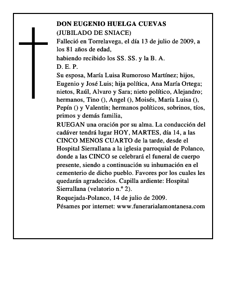 DON EUGENIO HUELGA CUEVAS