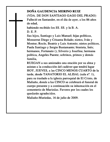 DOÑA GAUDENCIA MERINO RUIZ