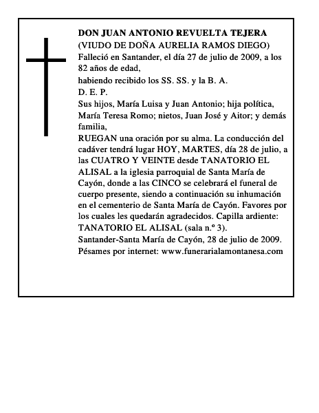 DON JUAN ANTONIO REVUELTA TEJERA