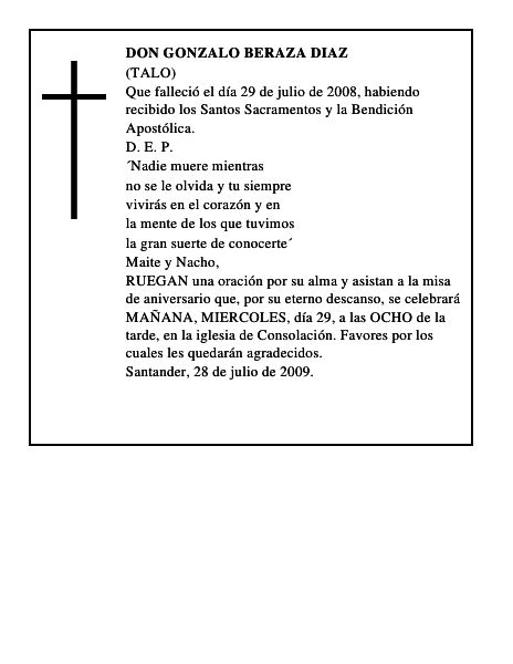 DON GONZALO BERAZA DIAZ