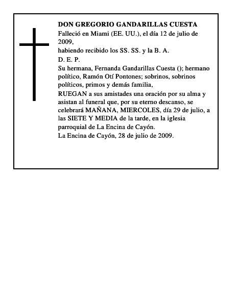 DON GREGORIO GANDARILLAS CUESTA