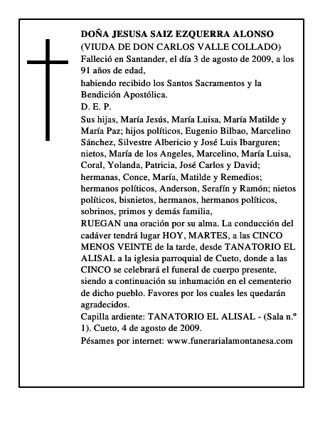 DOÑA JESUSA SAIZ EZQUERRA ALONSO