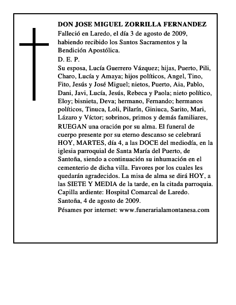 DON JOSE MIGUEL ZORRILLA FERNANDEZ