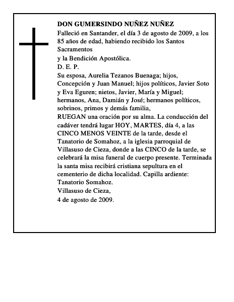 DON GUMERSINDO NUÑEZ NUÑEZ