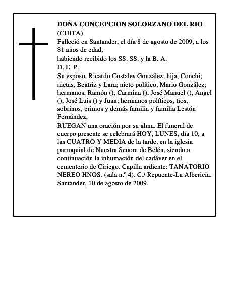 DOÑA CONCEPCION SOLORZANO DEL RIO