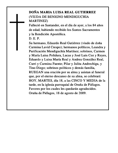 DOÑA MARIA LUISA REAL GUTIERREZ