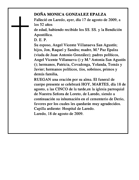 DOÑA MONICA GONZALEZ EPALZA