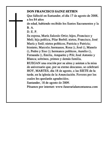 DON FRANCISCO SAINZ SETIEN