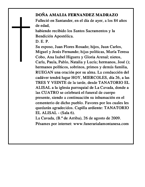 DOÑA AMALIA FERNANDEZ MADRAZO