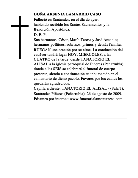 DOÑA ARSENIA LAMADRID CASO