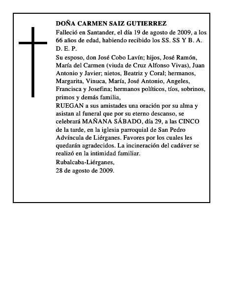 DOÑA CARMEN SAIZ GUTIERREZ