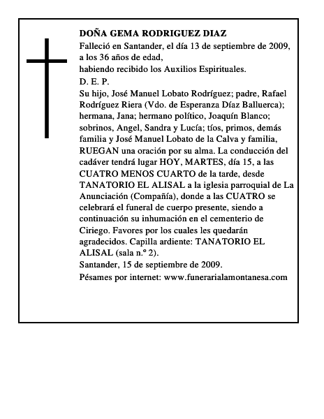 DOÑA GEMA RODRIGUEZ DIAZ