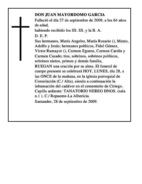 DON JUAN MAYORDOMO GARCIA