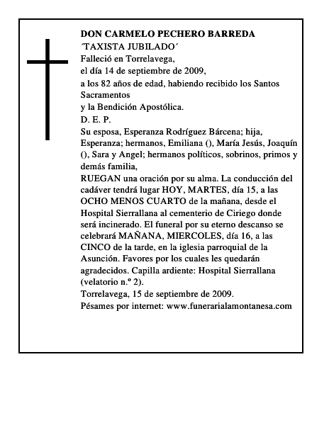 DON CARMELO PECHERO BARREDA