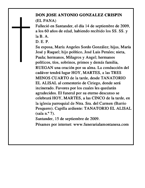 DON JOSE ANTONIO GONZALEZ CRISPIN
