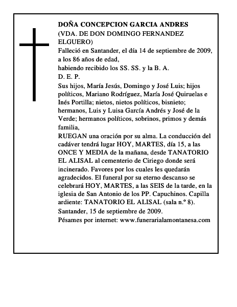 DOÑA CONCEPCION GARCIA ANDRES