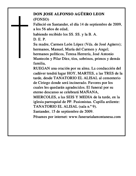 DON JOSE ALFONSO AGÜERO LEON