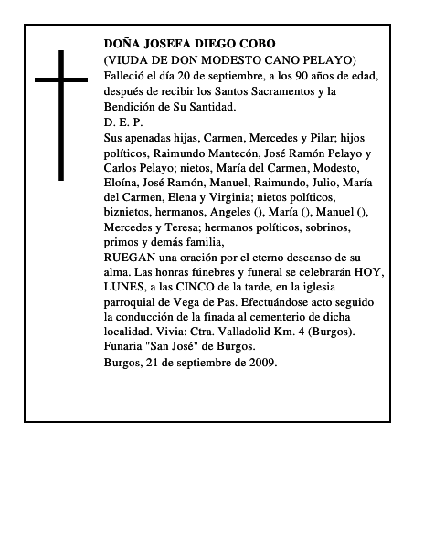 DOÑA JOSEFA DIEGO COBO
