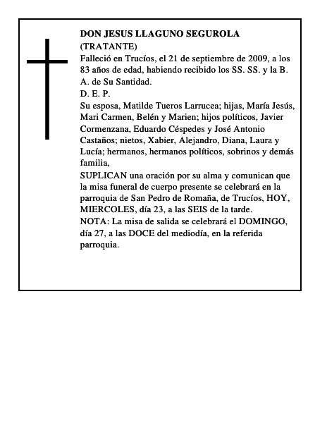 DON JESUS LLAGUNO SEGUROLA