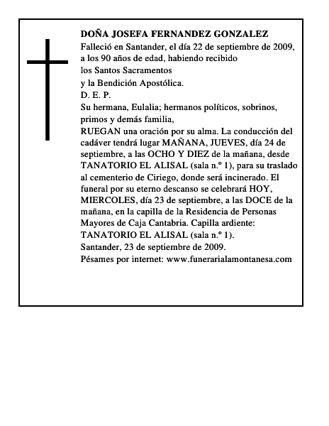 DOÑA JOSEFA FERNANDEZ GONZALEZ