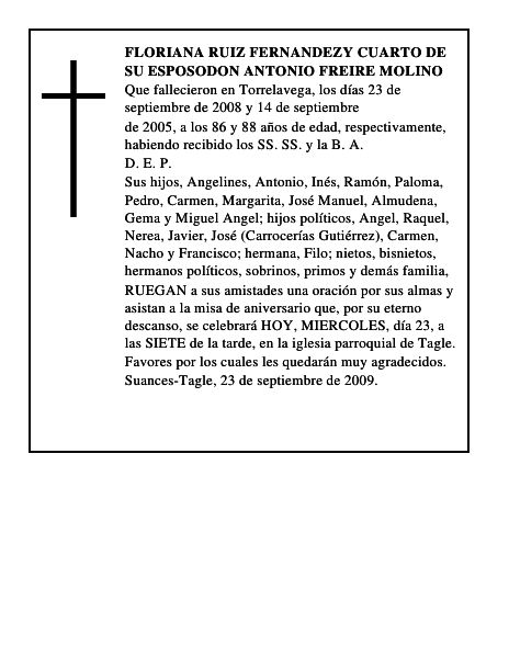 FLORIANA RUIZ FERNANDEZY CUARTO DE SU ESPOSODON ANTONIO FREIRE MOLINO