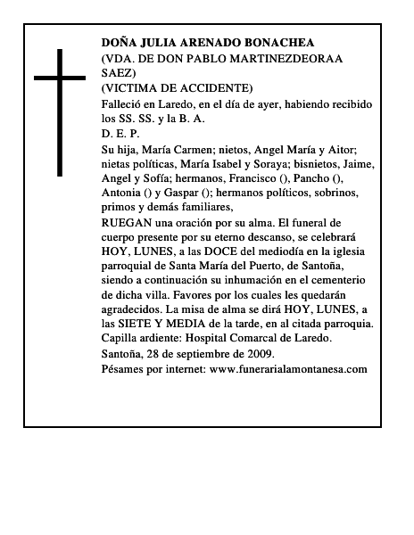 DOÑA JULIA ARENADO BONACHEA
