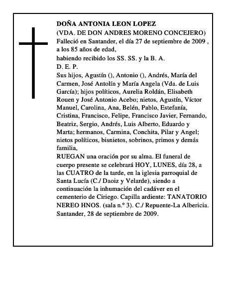 DOÑA ANTONIA LEON LOPEZ