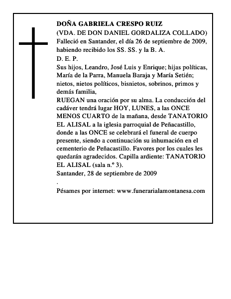 DOÑA GABRIELA CRESPO RUIZ
