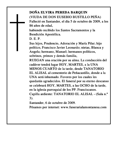 DOÑA ELVIRA PEREDA BARQUIN