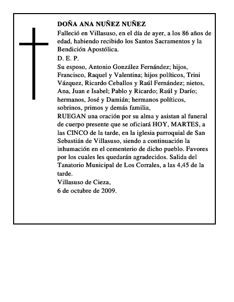 DOÑA ANA NUÑEZ NUÑEZ