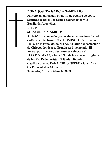 DOÑA JOSEFA GARCIA SAMPERIO