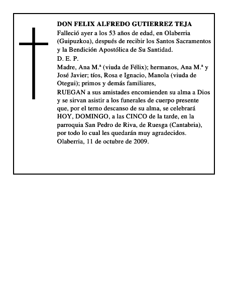 DON FELIX ALFREDO GUTIERREZ TEJA