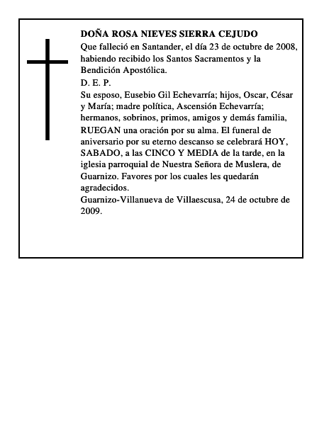 DOÑA ROSA NIEVES SIERRA CEJUDO