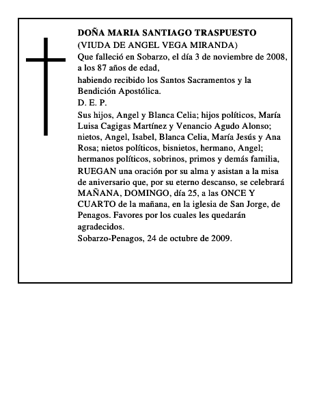 DOÑA MARIA SANTIAGO TRASPUESTO