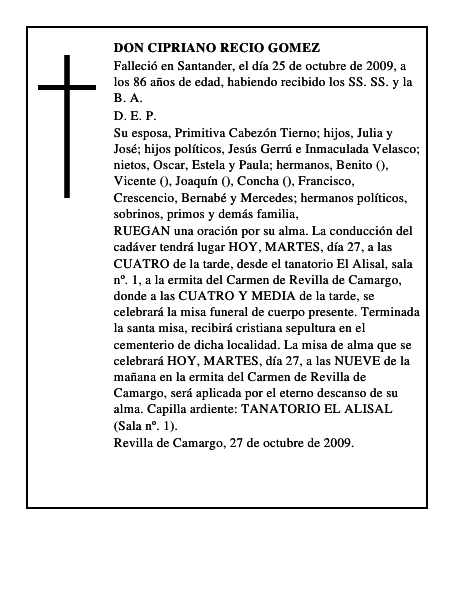 DON CIPRIANO RECIO GOMEZ