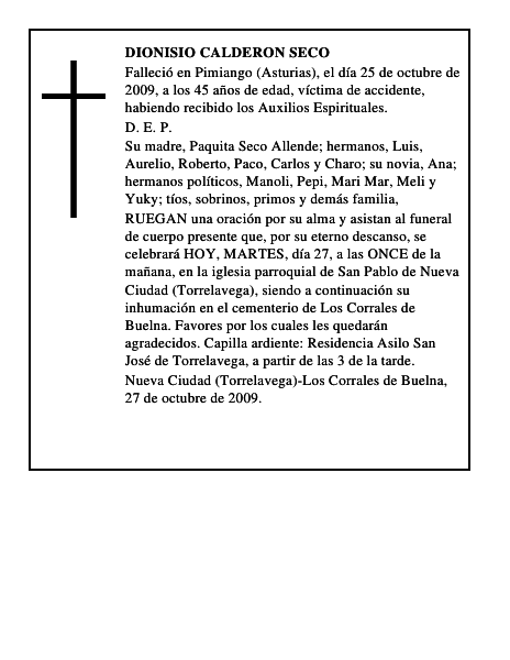 DIONISIO CALDERON SECO