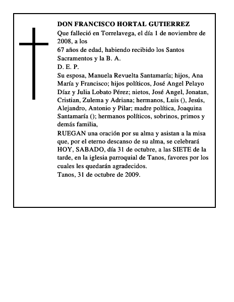 DON FRANCISCO HORTAL GUTIERREZ