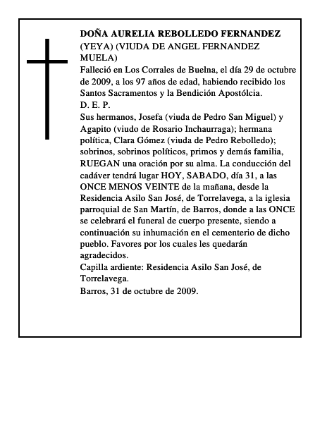 DOÑA AURELIA REBOLLEDO FERNANDEZ