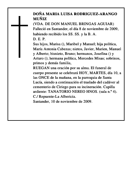 DOÑA MARIA LUISA RODRIGUEZ-ARANGO MUÑIZ