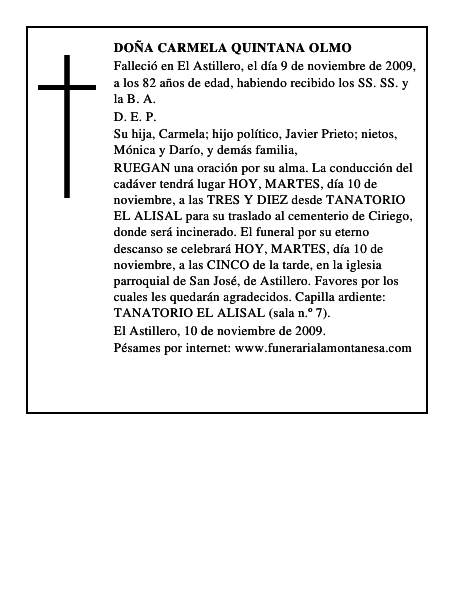 DOÑA CARMELA QUINTANA OLMO