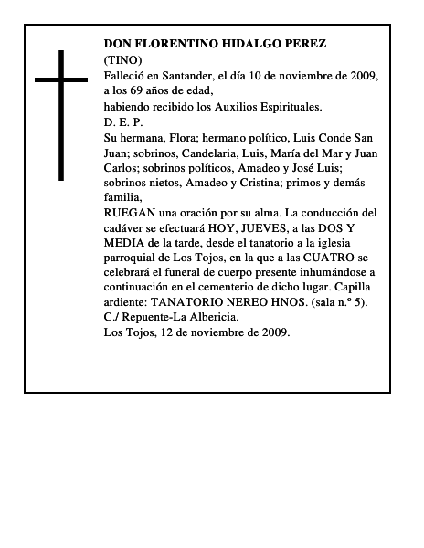 DON FLORENTINO HIDALGO PEREZ