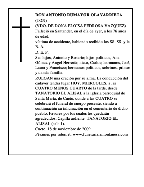 DON ANTONIO RUMAYOR OLAVARRIETA
