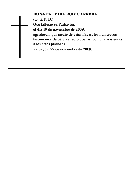 DOÑA PALMIRA RUIZ CARRERA